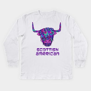 Scottish American Highland Cow Kids Long Sleeve T-Shirt